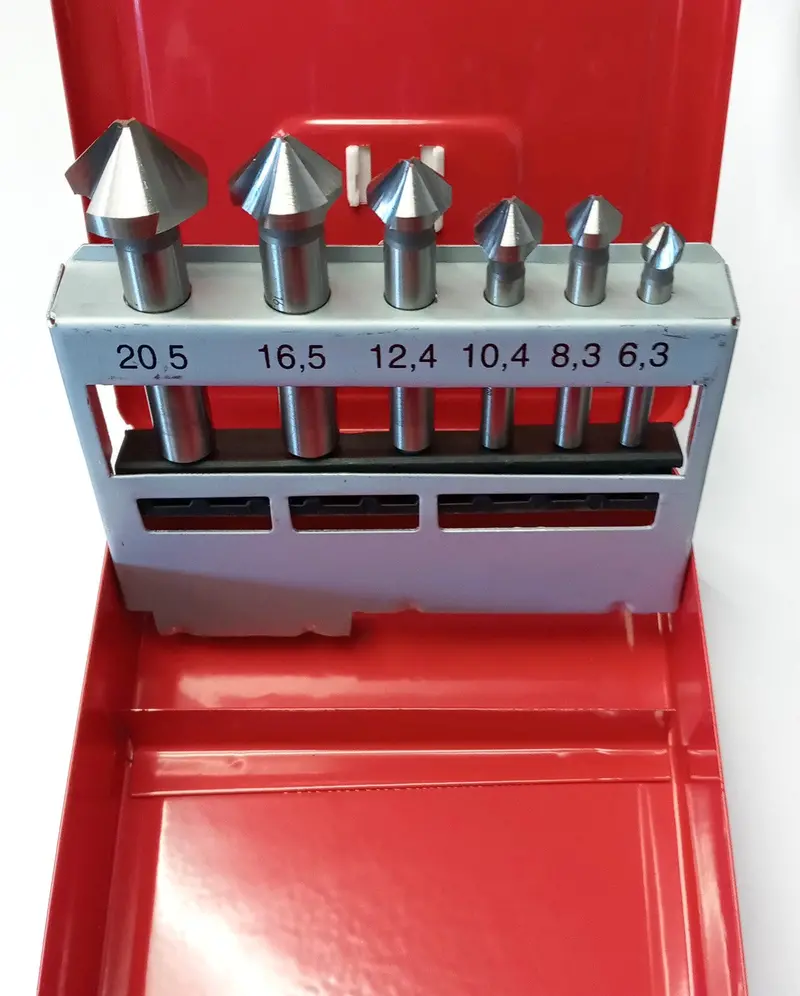 RUKO DIN 335 Countersink Set – Type C, 90° HSS, 6-Piece Assortment for Flush Fastening