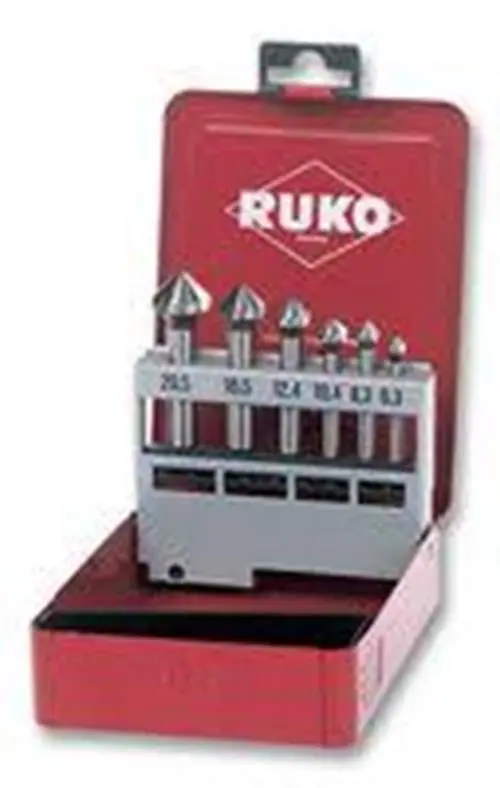 RUKO DIN 335 Countersink Set – Type C, 90° HSS, 6-Piece Assortment for Flush Fastening