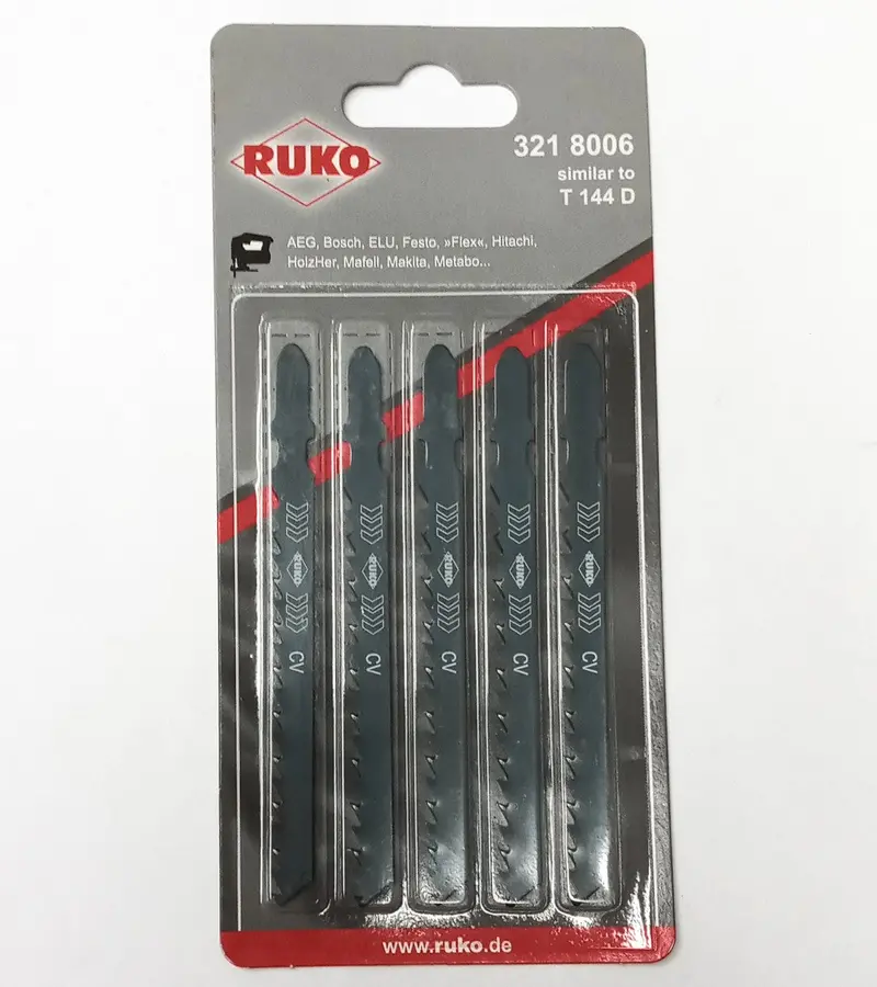 RUKO T-Shank Jig Saw Blades – T-144D, Deep-Cut Profile, 5-Pack, Precision Ground