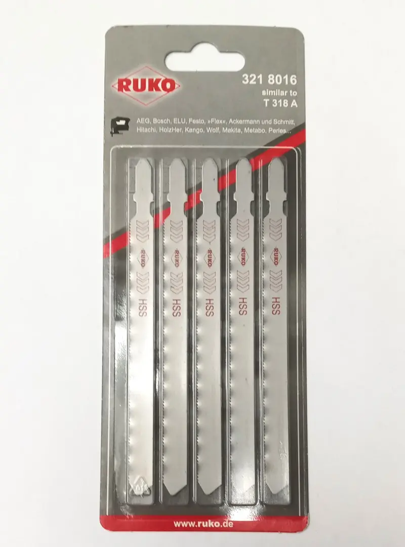 RUKO T-Shank Jig Saw Blades – T-318A, Aggressive Cut, Wood & Soft Material, 5-Pack