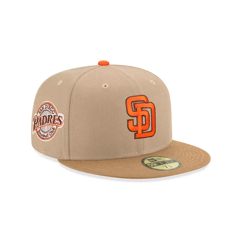 San Diego Padres Camel Khaki Fitted Cap – Club Side Patch Design