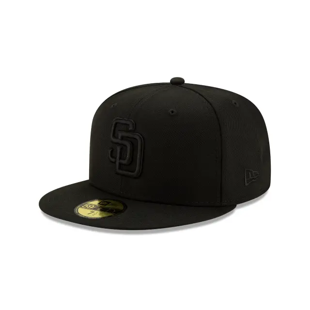 San Diego Padres MLB Black-on-Black 59Fifty Fitted Cap – Official Team Headwear
