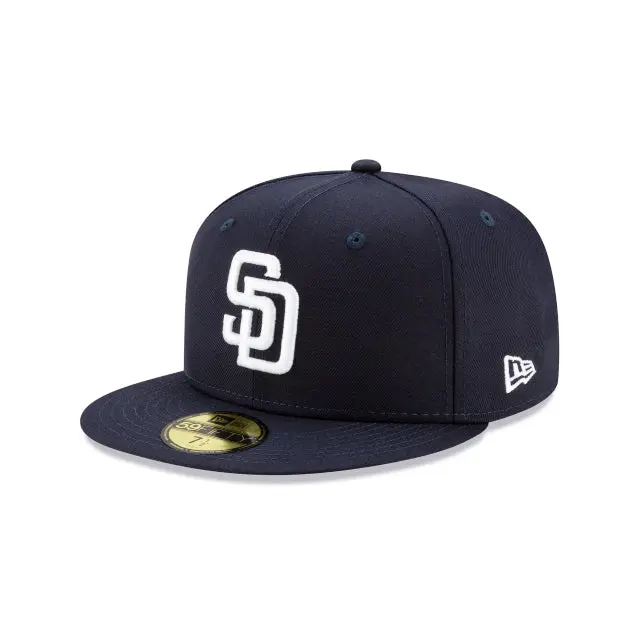 San Diego Padres Navy-on-White MLB 59Fifty Fitted Hat