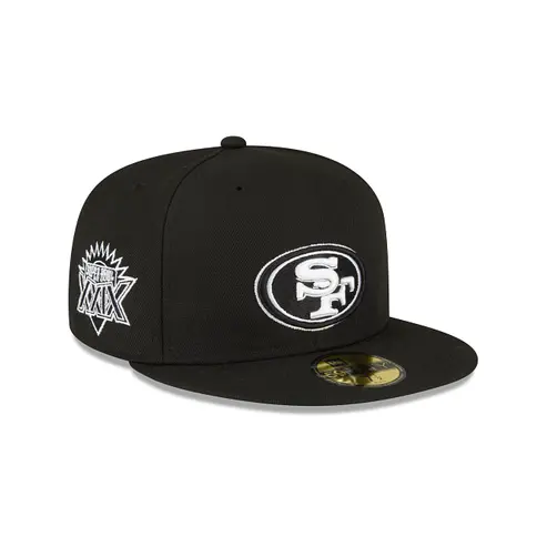 San Francisco 49ers Super Bowl XXIX Black-and-White Side Patch 59Fifty Cap