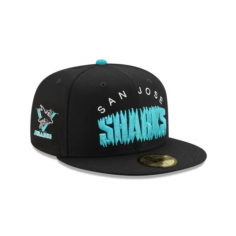 San Jose Sharks 5th Anniversary Wordmark Black NHL 59Fifty Fitted Cap