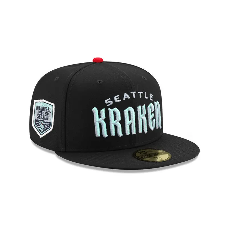 Seattle Kraken Inaugural Season Wordmark Black SP NHL 59Fifty Fitted Cap