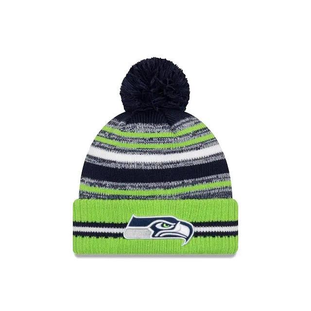 Seattle Seahawks 2021 Official NFL Sideline Pom Beanie