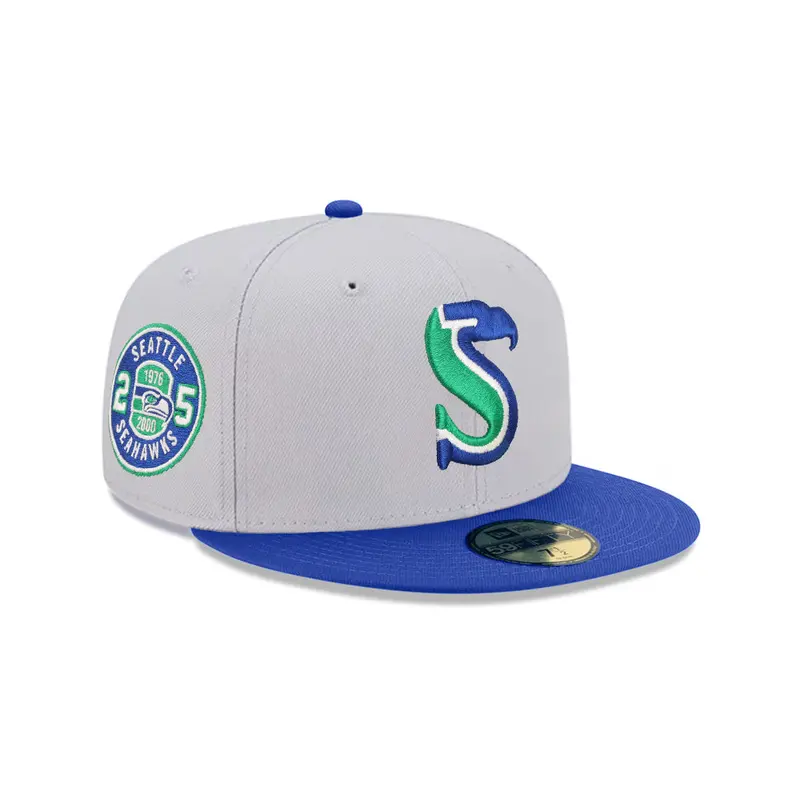 Seattle Seahawks 25th Anniversary Gray-and-Blue Dual-Tone SP 59Fifty Fitted Cap