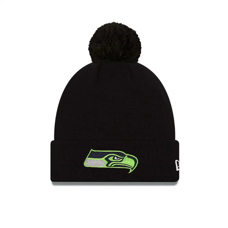 Seattle Seahawks Knit Beanie – Classic Black Pom Design