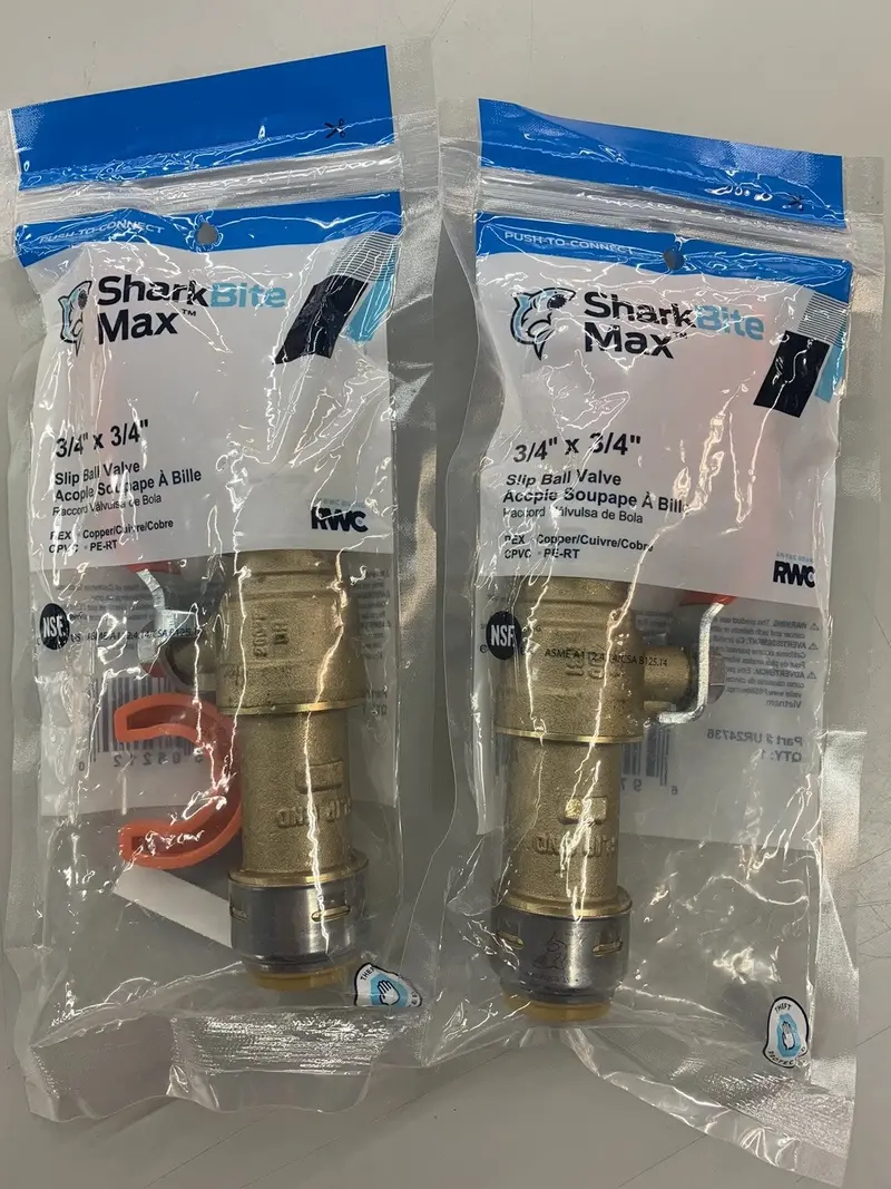 SharkBite Max 3/4″ Brass Push-to-Connect Slip Ball Valves – Twin Pack