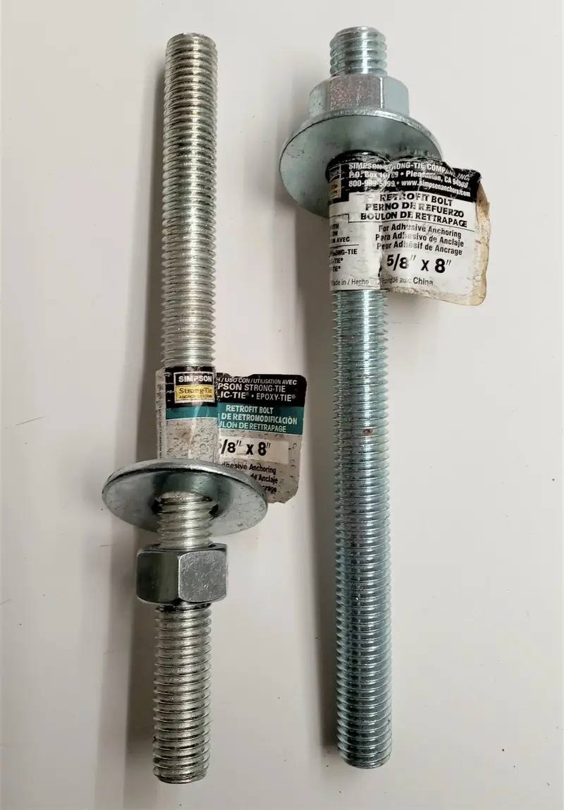 Simpson Strong-Tie Retrofit Bolt – 5/8-Inch Diameter × 8-Inch Length, Structural Reinforcement Kit (2-Pack)