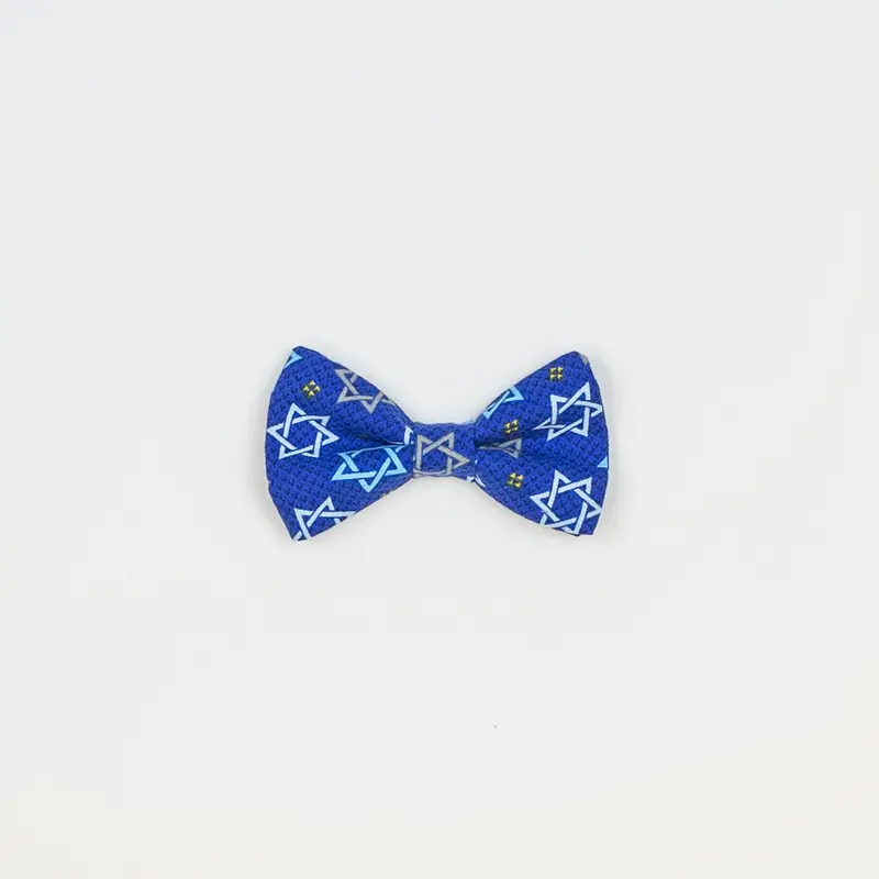 Snap-On Blue Bowtie with Hanukkah Star Detail