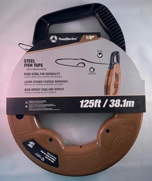Southwire 125-Foot 1/8-Inch Wide Steel Fish Tape – FTS1/8-125