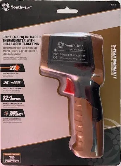 Southwire 31212S Infrared Thermometer – -26°F to 930°F, Dual Laser Targeting