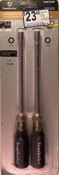 Southwire NDSET2-6M Dual-Nut Driver Set – 1/4-Inch and 5/16-Inch, 6-Inch Shanks