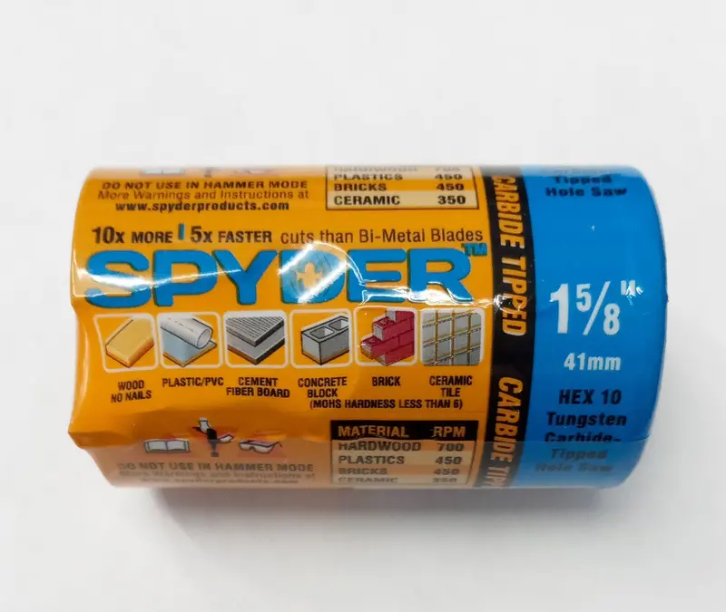 Spyder 1-5/8″ Tungsten Carbide-Tipped Hole Saw for Metal and Hard Materials