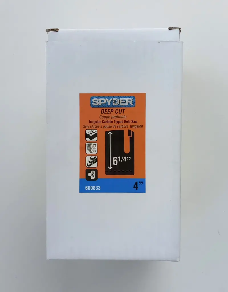 Spyder 4″ Deep-Cut Hole Saw – Tungsten Carbide Tipped, Model 600833