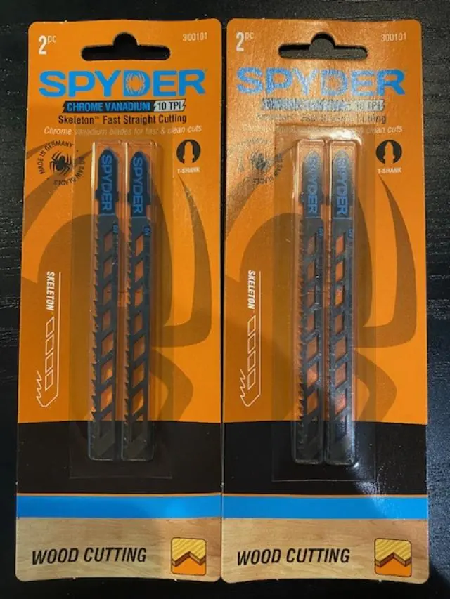 Spyder Skeleton Jig Saw Blades – T-Shank, 10-TPI, 2-Pack (4 Blades Total), German-Made