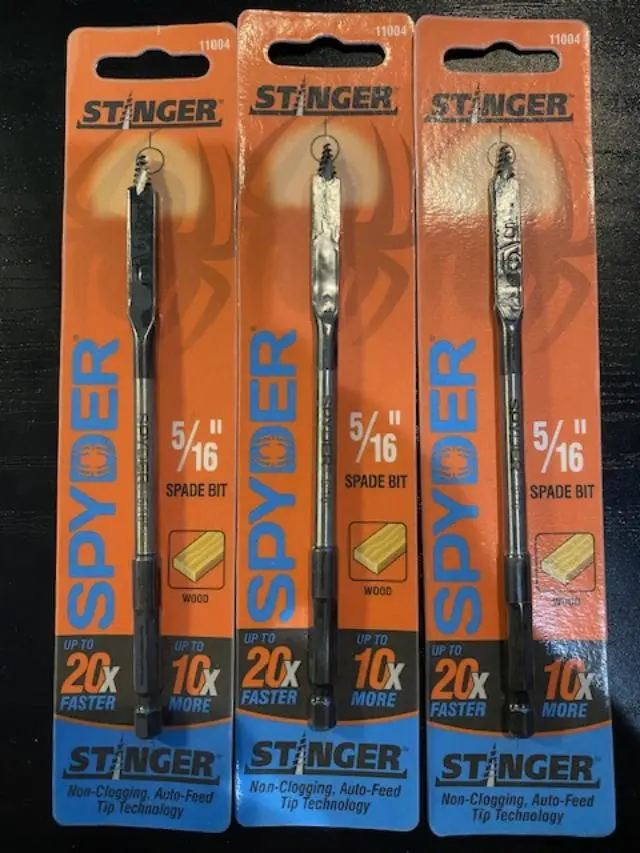 Spyder Stinger 5/16″ Spade Drill Bit Set — 3-Piece, High-Speed Steel