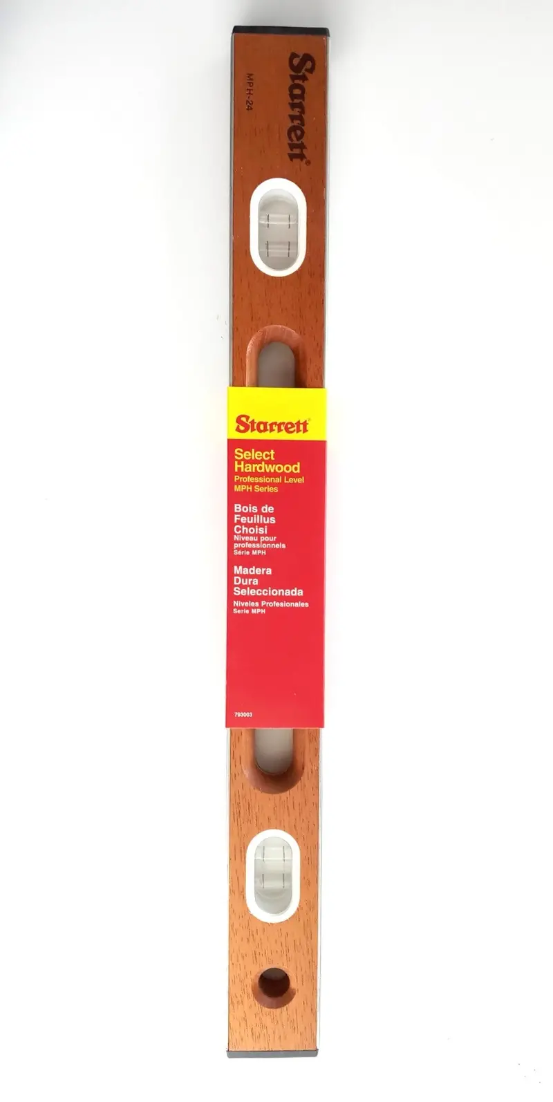 Starrett MPH-24 24-Inch Hardwood Level — Dual Clear Vials for Accurate Readings
