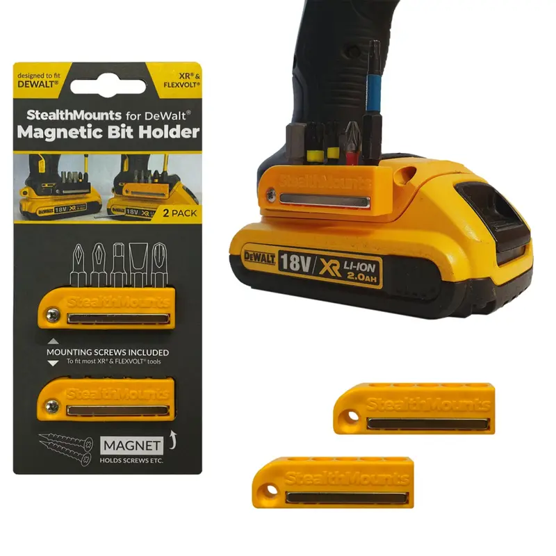 StealthMounts Magnetic Bit Holder for DeWalt XR & FLEXVOLT Drivers – 2-Pack