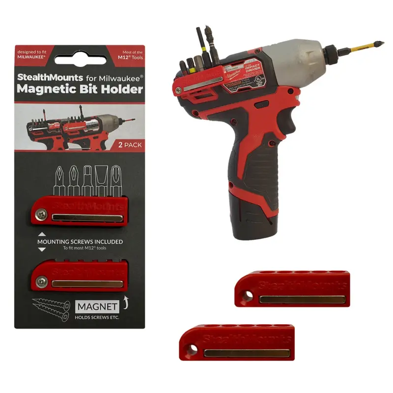 StealthMounts Magnetic Bit Holder for Milwaukee M12 Tools – 2-Pack