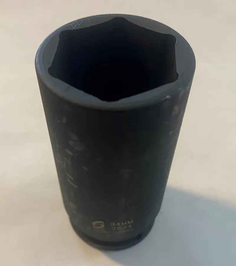 Sunex 34mm Deep Spindle Nut Impact Socket – 1/2″ Drive, High-Torque Rated