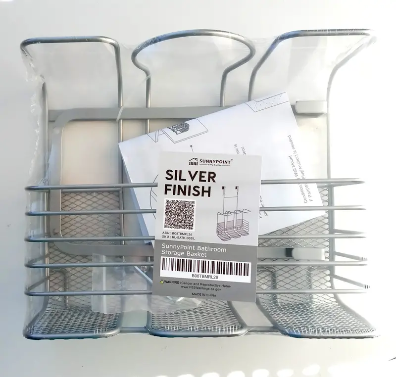 SunnyPoint HL-BATH-03SIL 3-Tier Over-Door Bathroom Storage – Brushed Silver