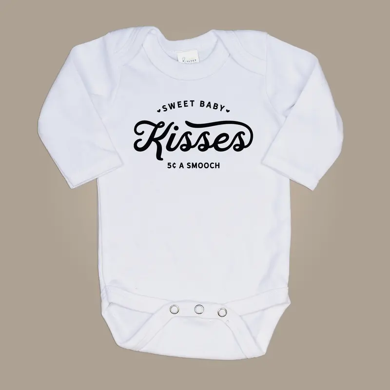 ‘Sweet Baby Kisses’ Black-Print White Infant Onesie