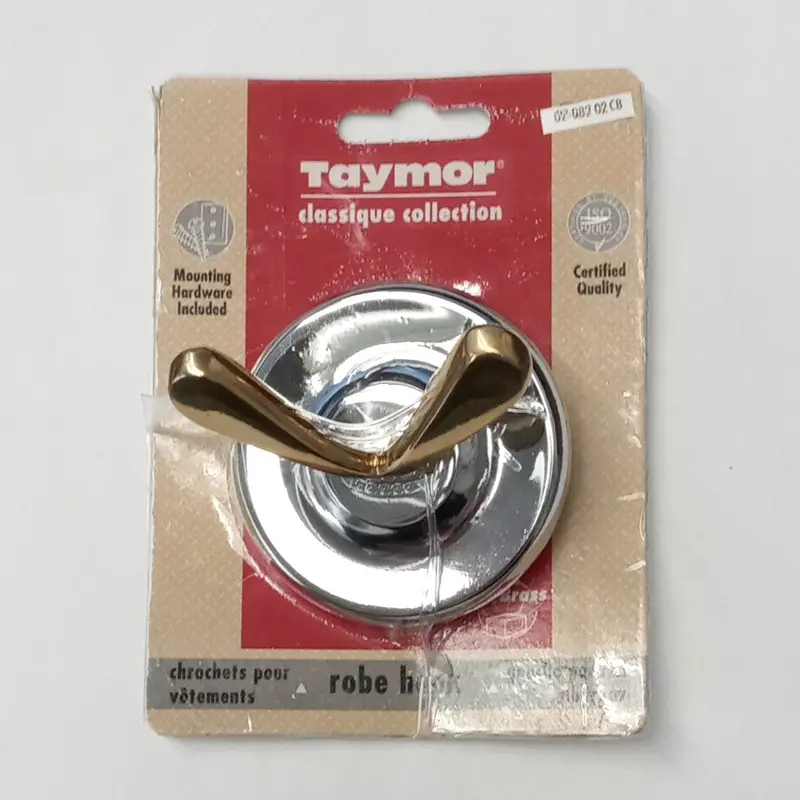 Taymor Classique Double Robe Hook – Polished Chrome & Brass Finish