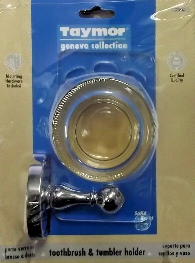 Taymor Geneva Chrome Toothbrush & Tumbler Holder – Solid Brass, Wall-Mounted