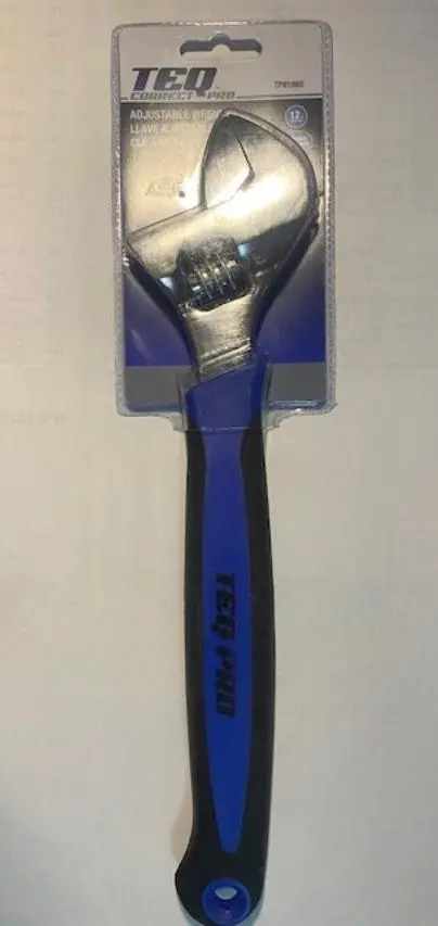 TEQ Correct Pro TP81893 12-Inch Adjustable Wrench with Cushion-Grip Handle