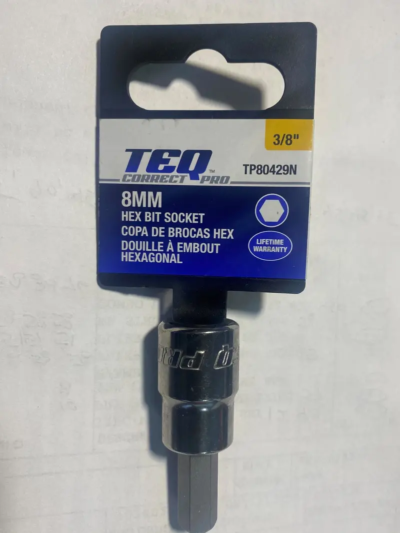 TEQ Correct Professional Hex Bit Socket – 3/8″ Drive, 8mm Size, Chrome-Vanadium Steel