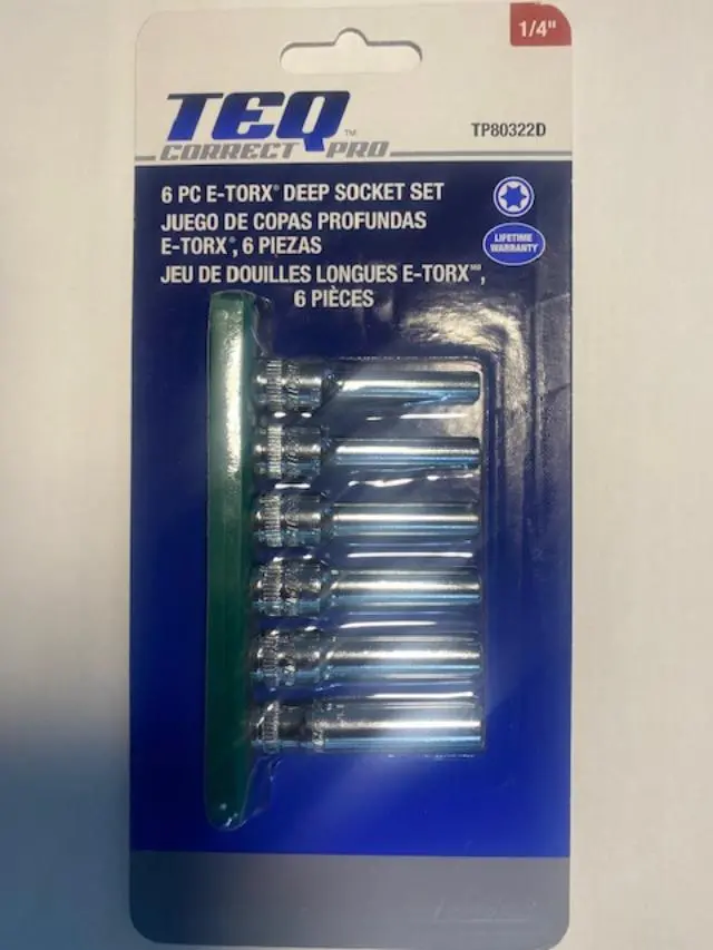 TEQ Correct TP80322D 6-Piece 1/4-Inch Drive Deep External Torx Socket Kit