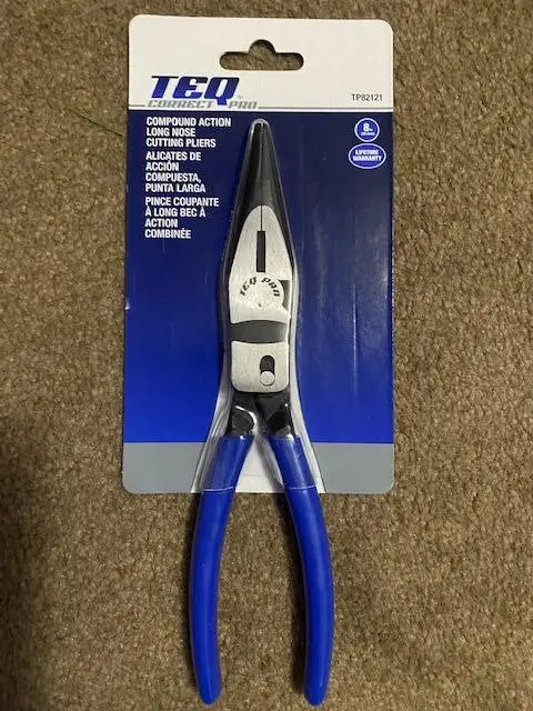 TEQ Correct TP82121 Compound-Action Long-Nose Pliers – 8-Inch Professional Cutting Tool