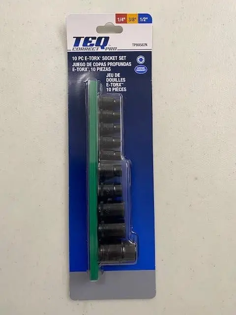TEQ TP80582N Torx Socket Set — 10-Piece, Compatible with 1/4″, 3/8″, and 1/2″ Drives