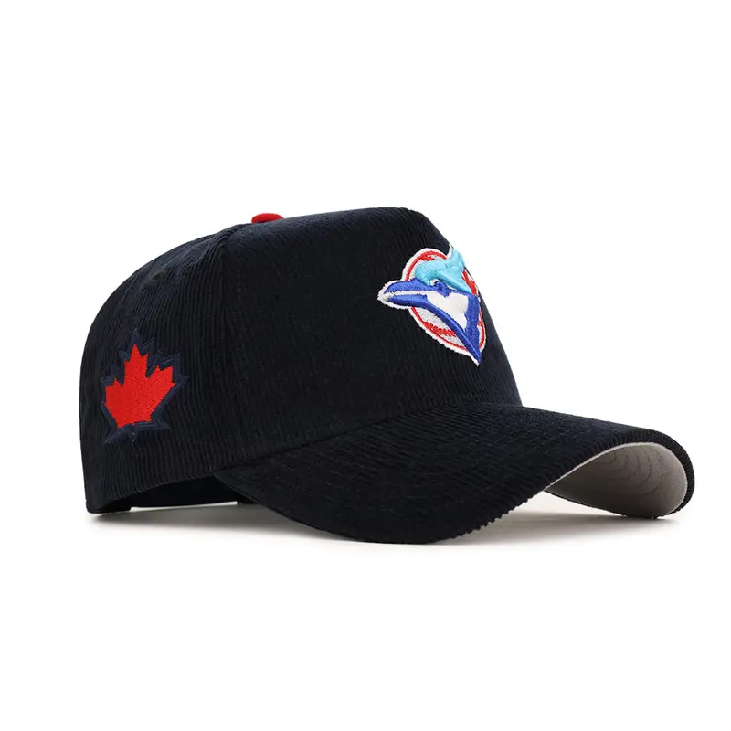 Toronto Blue Jays Navy Corduroy Leaf-Emblem SP 9Forty A-Frame Snapback
