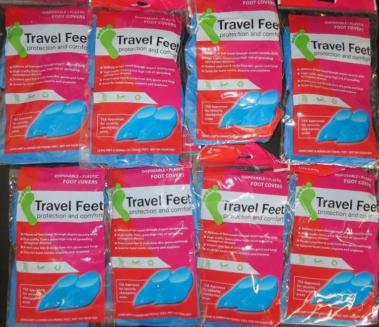 Travel Feet 0377 Disposable Non-Skid Blue Foot Covers – TSA-Approved, 8 Pairs (2-Pack)