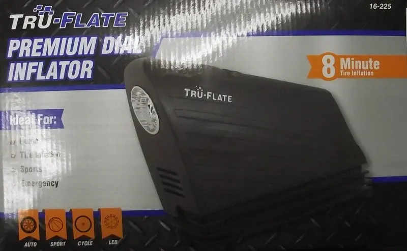 Tru-Flate 12-Volt Tire Inflator — Premium Model with Analog Dial Gauge