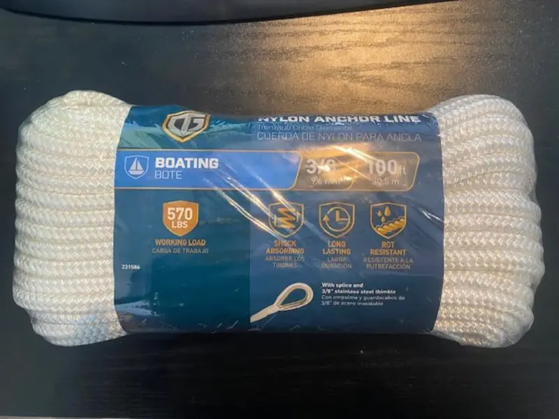 True Value 100-Foot White Diamond-Braid Nylon Anchor Rope – 3/8-Inch Diameter