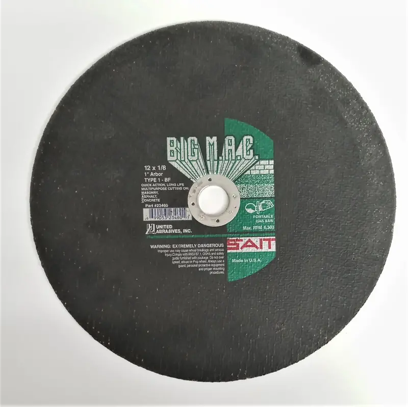 United Abrasives Sait Big MAC Masonry Cut-Off Wheel – 12″ x 1/8″ x 1″, Type 1-BF