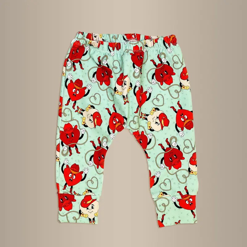 Valentine Cowboy Heart Design on Gray Gusset Pants for Babies