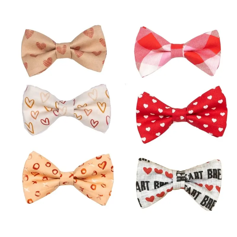 Valentine’s Day Heart-Print Snap-On Bowtie