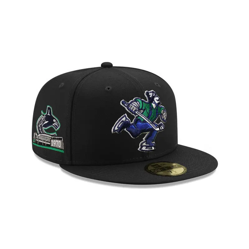 Vancouver Canucks 1970 Stadium Throwback Black Fitted Hat – NHL 59Fifty Cap