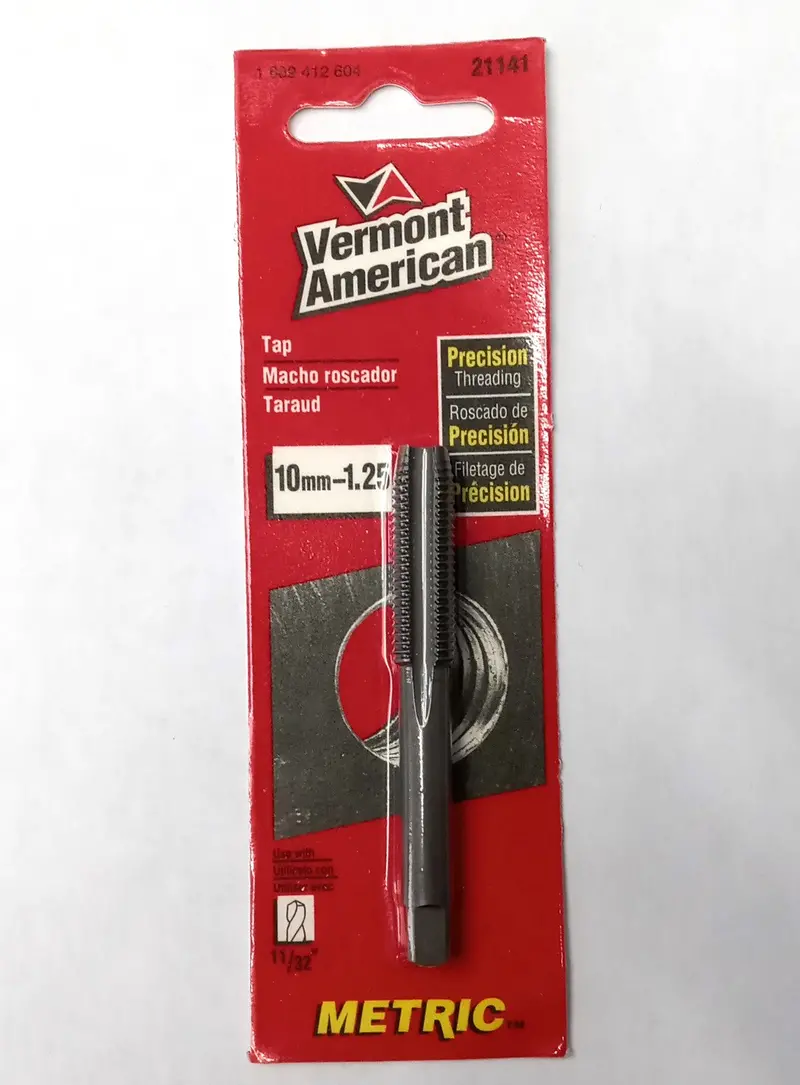 Vermont American 10mm × 1.25mm Precision Tap — 11/32-Inch Shank, High-Accuracy Threading Tool (Model 21141)