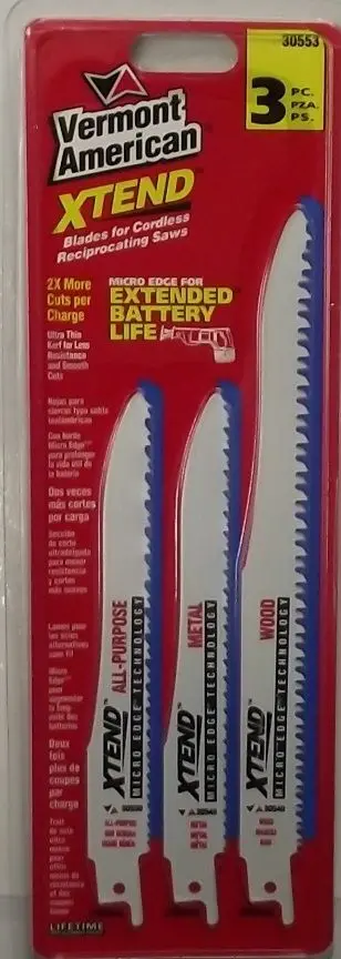 Vermont American 30553 Reciprocating Saw Blade Set – 6-Inch & 8-Inch Blades, 3-Pack (Swiss-Made)