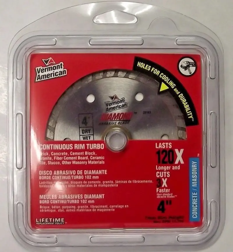 Vermont American 4-Inch Turbo Diamond Continuous Rim Saw Blade