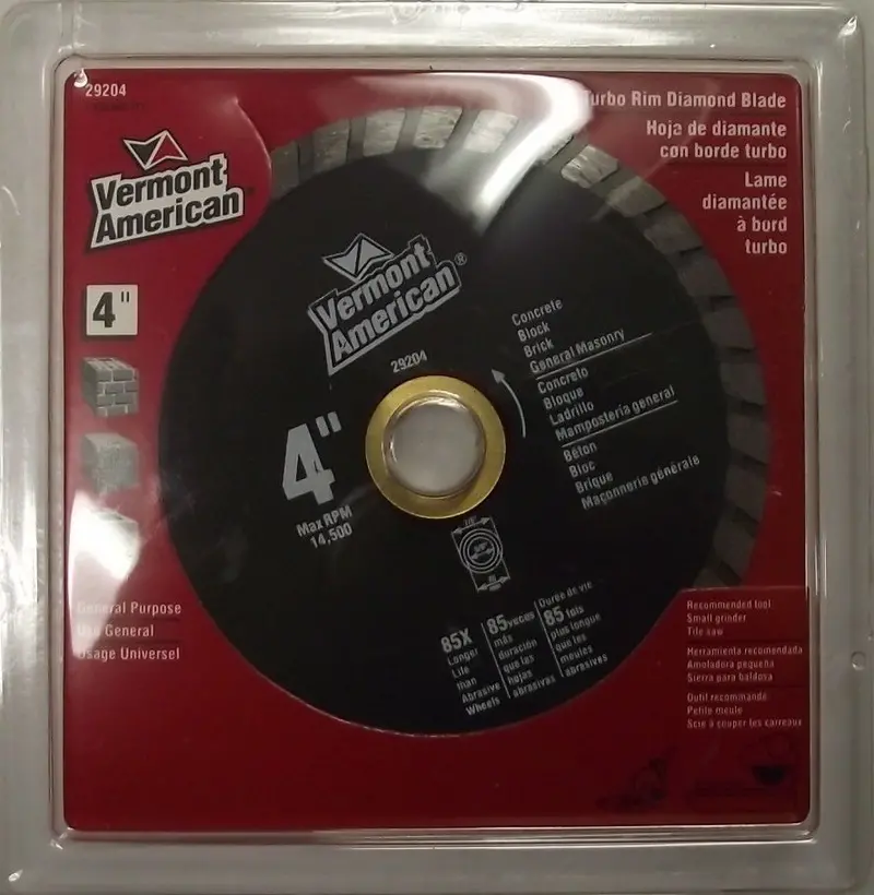 Vermont American 4-Inch Turbo Diamond Saw Blade with Dual Arbor Sizes (5/8″ & 7/8″) – Model 29204