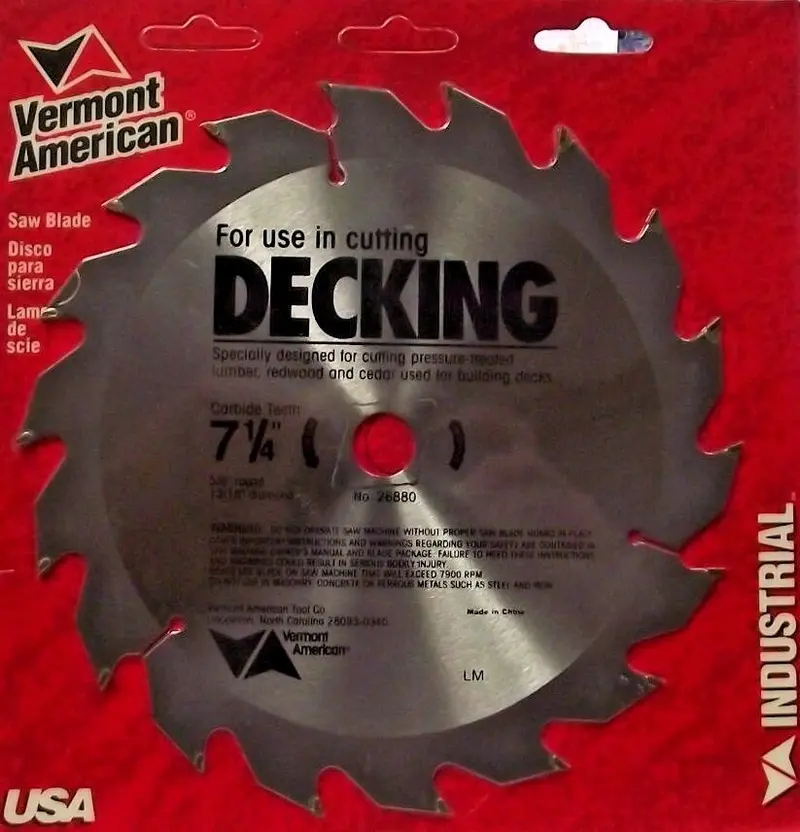 Vermont American 7-1/4″ Carbide-Tipped Circular Saw Blade — 18-Tooth Design