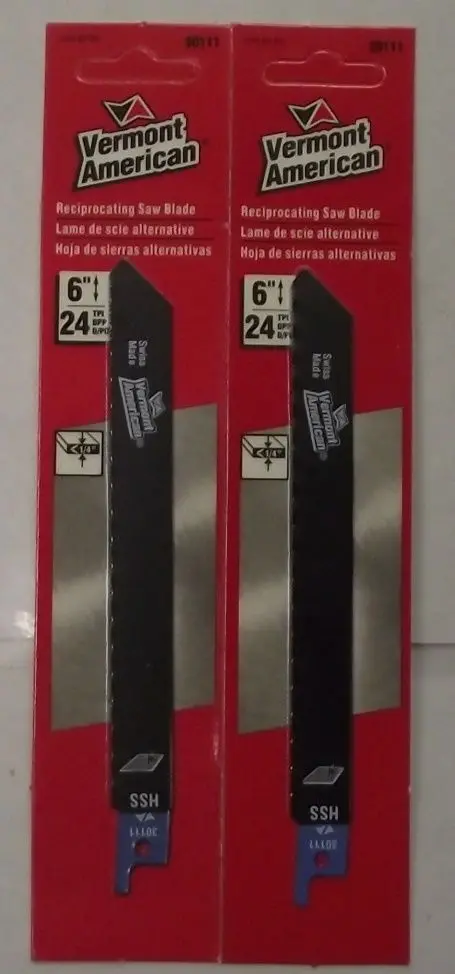 Vermont American Metal-Cut Reciprocating Blades – 6″ x 24 TPI, HSS, Precision Ground (2-Pack, Model 30111)